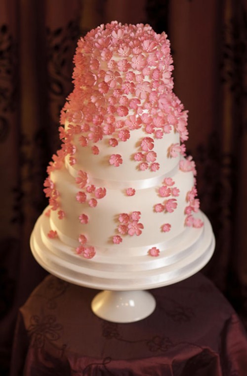 lime and pink wedding cake